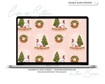 Show Goat Christmas Snowglobe Seamless Pattern - PNG JPG Ai Files Included | Commercial Use