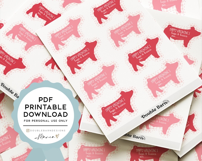 Valentines Day Stock Show Pig Printable Downloads | Personal Use Only (Printable PDF)