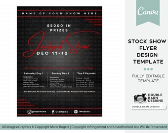 Stock Show Flyer Template: Red & Black, Editable Canva Design (8.5x11")