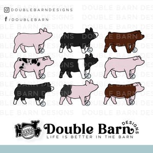 Show Pig Breeds Clipart: York, Cross, Hamp, Berk, Spot, Duroc (Digital Download)