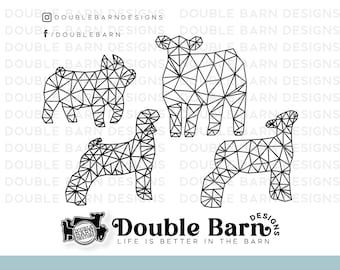 Livestock Geometric SVG Bundle: Show Pig, Lamb, Goat, Heifer (Digital Download)