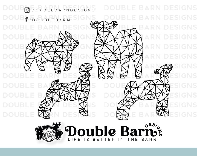 Livestock Geometric SVG Bundle: Show Pig, Lamb, Goat, Heifer (Digital Download)