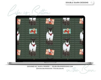 Watercolor Show Lamb Christmas Seamless Pattern - PNG JPG Ai Files Included | Commercial Use