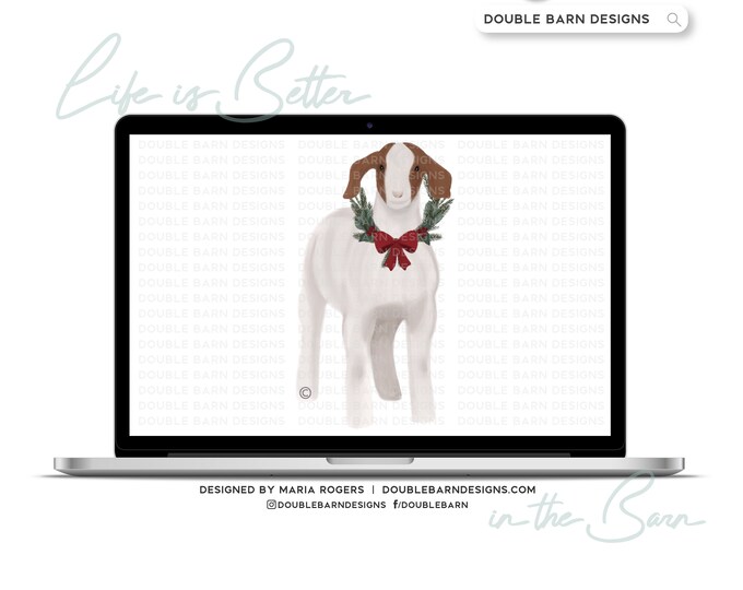 Christmas Watercolor Goats Digital Download - PNG JPG PDF Files Included | Commercial Use