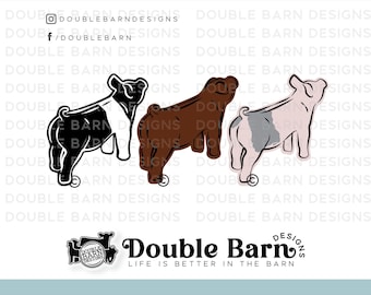 Showpig Outline Digital Downloads | Hampshire - Blue Butt - Duroc | SVG - AI - PNG