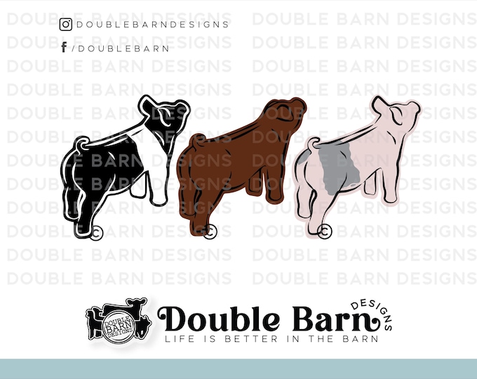 Showpig Outline Digital Downloads | Hampshire - Blue Butt - Duroc | SVG - AI - PNG