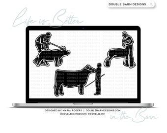 Schwein, Rinder und Lamm Showman BULK DOWNLOAD | Junge und Mädchen Option | Bundle digitale Downloads | Svg, Png, Ai | Kommerzielle Lizenz