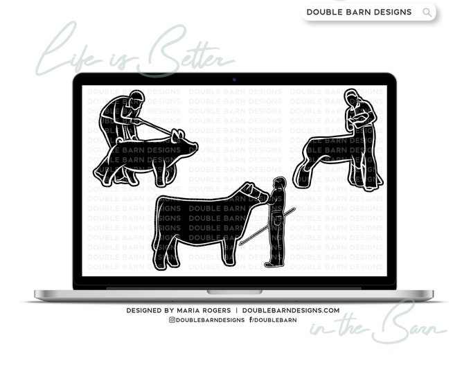 Livestock Showman Graphics Bundle: Pig, Cattle, Lamb (Digital Download)