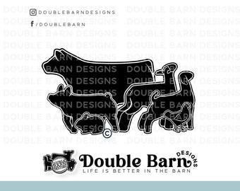 Show Livestock Set Digital Download | Steer - Lamb - Goat - Pig - Chicken - Rabbit | SVG - AI - PNG