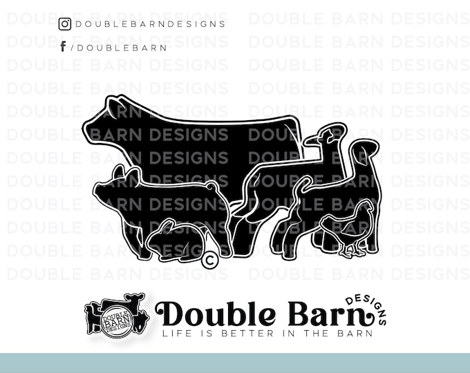Show Livestock Set Digital Download | Steer - Lamb - Goat - Pig - Chicken - Rabbit | SVG - AI - PNG