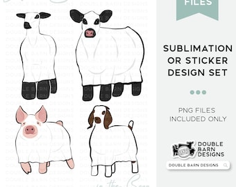 2023 Ghost Livestock | Show Pig, Lamb, Goat, Steer | PNG SVG & Ai Files Included | Commercial Use