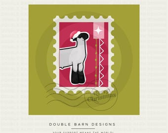 Christmas Stamp Lamb Digital Download - PNG Files Included