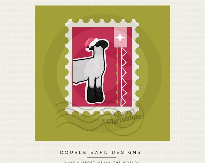 Christmas Stamp Lamb Digital Download - PNG Files Included