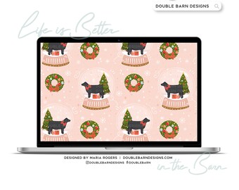 Show Heifer Christmas Snowglobe Seamless Pattern - PNG JPG Ai Files Included | Commercial Use