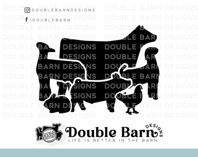 Livestock Set Digital Download | Heifer - Lamb - Goat - Pig - Chicken - Rabbit | SVG - AI - PNG