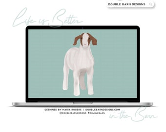 Watercolor Goat Digital Download - PNG JPG PDF Files Included | Commercial Use