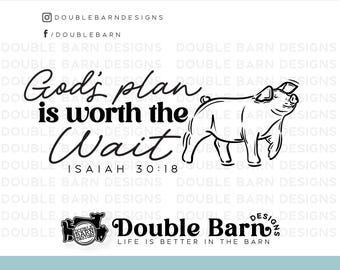 Show Pig Isaiah 30:18 Livestock Sublimation Design - PNG Files Included | Commercial Use