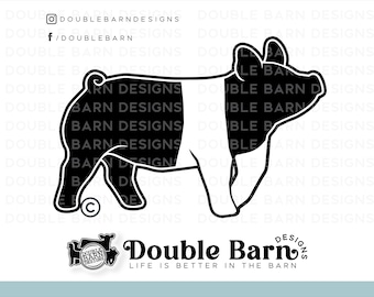 Hampshire Show Pig Silhouette Digital Download - SVG - PNG - AI   Clipart