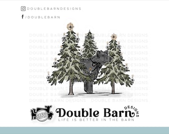 Winter Watercolor Christmas Show Steer Design - PNG Files Included