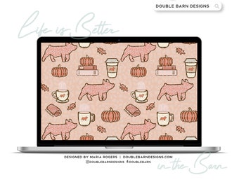 Cozy Pumpkin Spice Pattern - Show Pig - PNG JPG Ai Files Included | Commercial Use