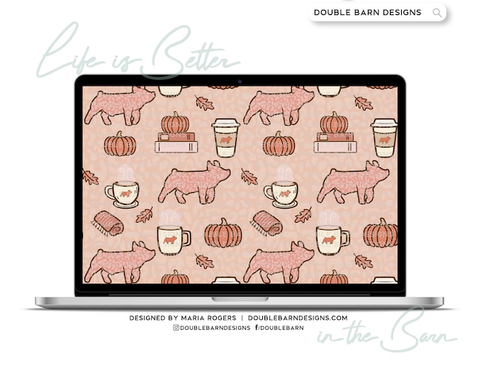 Cozy Pumpkin Spice Pattern - Show Pig - PNG JPG Ai Files Included | Commercial Use