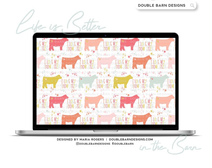Show Steer Seamless Pattern: Livestock PNG JPG Ai Files (Commercial Use)