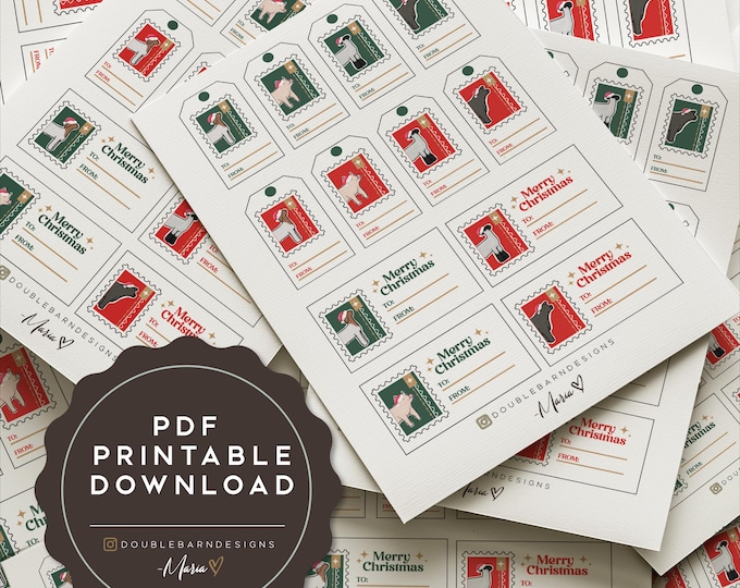 Stock Show Animals Christmas Gift Tags (Printable PDF)