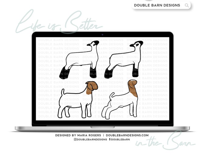 Lambs and Goats Set | Digital Downloads - SVG, PNG, Ai Files | Commercial License