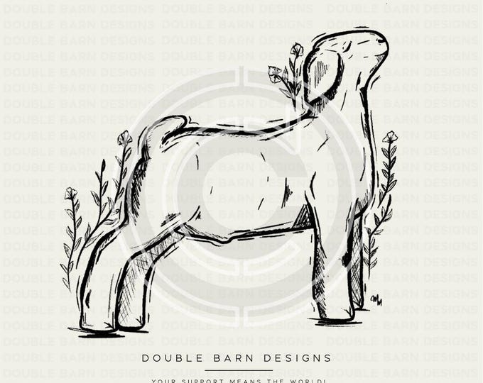 Show Goat Floral Sketch | New | PNG FILE ONLY |  Digital File, Sublimation