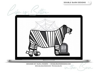 Halloween Mummy Show Steer Heifer Digital Download - PNG Ai SVG Files Included | Commercial Use