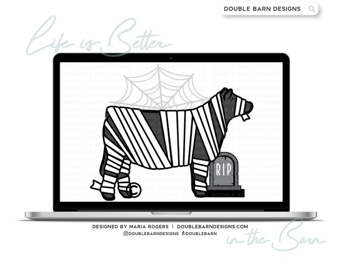 Halloween Mummy Show Steer Heifer Digital Download - PNG Ai SVG Files Included | Commercial Use