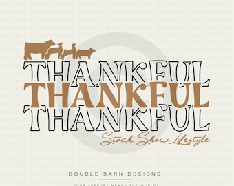 Thankful Stock Show Tee Design: Livestock PNG Clipart (Digital Download)