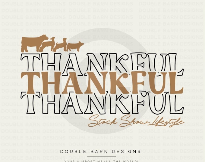 Thankful Stock Show Tee Design: Livestock PNG Clipart (Digital Download)