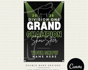 Stock Show Banner Canva Template: Steer, Pig, Lamb, Goat Options (3x2')