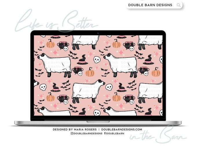 Halloween Show Cattle Black Seamless Pattern - PNG JPG Ai SVG Files Included | Commercial Use