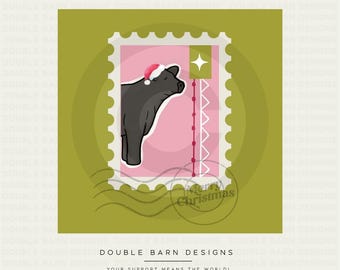 Christmas Stamp Steer Digital Download - PNG Files Included