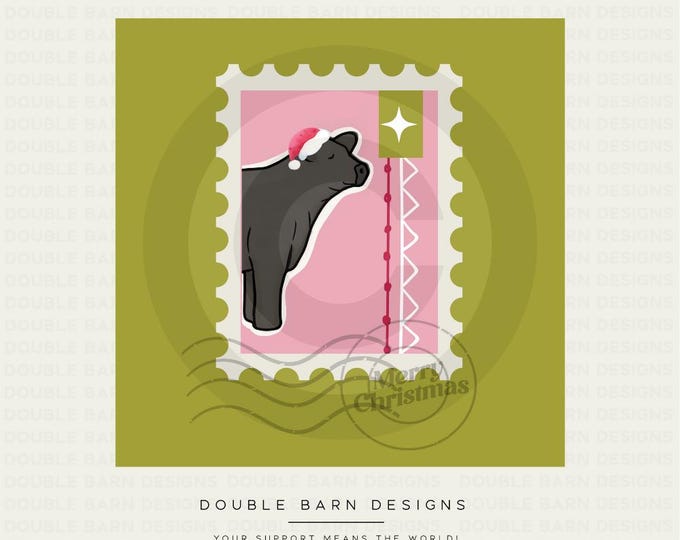 Christmas Stamp Steer Digital Download - PNG Files Included