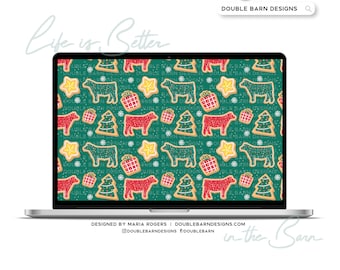 Show Steer Christmas Cookie Seamless Pattern - PNG JPG Ai Files Included | Commercial Use