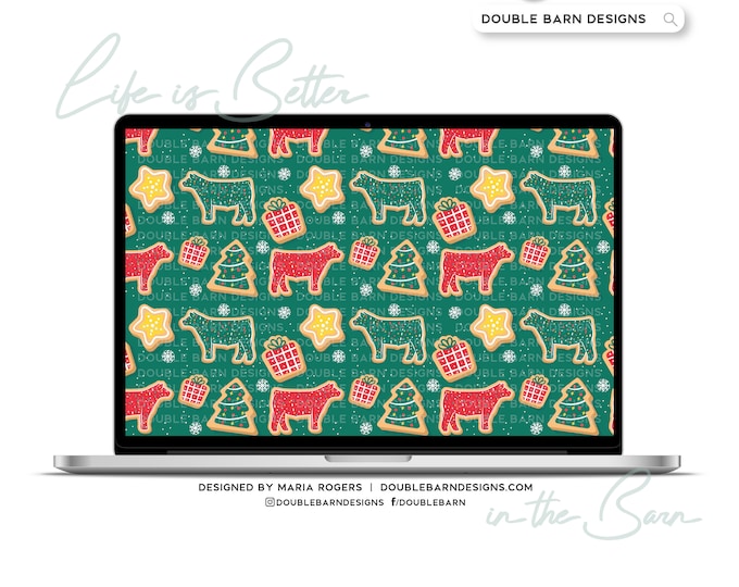 Show Steer Christmas Cookie Seamless Pattern - PNG JPG Ai Files Included | Commercial Use