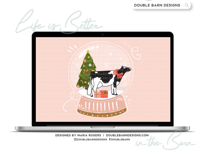 Christmas Snowglobe Dairy Cow Digital Download - PNG Ai JPG Files Included | Commercial Use