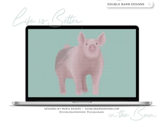 Watercolor Pig Digital Download - PNG JPG PDF Files Included | Commercial Use
