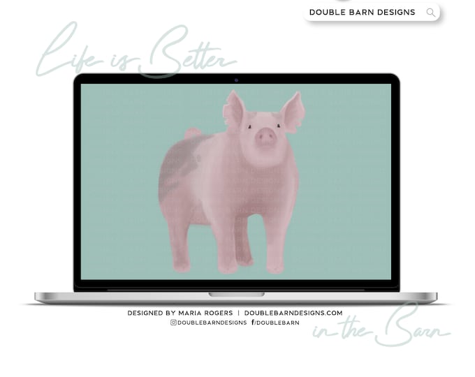 Watercolor Pig Digital Download - PNG JPG PDF Files Included | Commercial Use