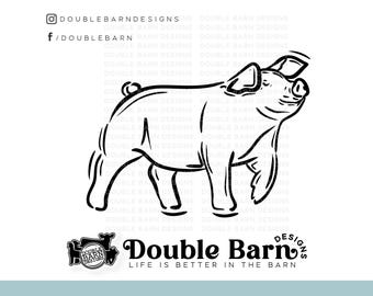 Line Pig Show Silhouette Set Digital Download | SVG - AI - PNG