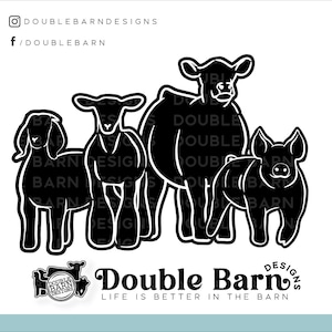 Veeset naar voren gerichte digitale download | Varkenshaas - lam - geit - varken | SVG: png