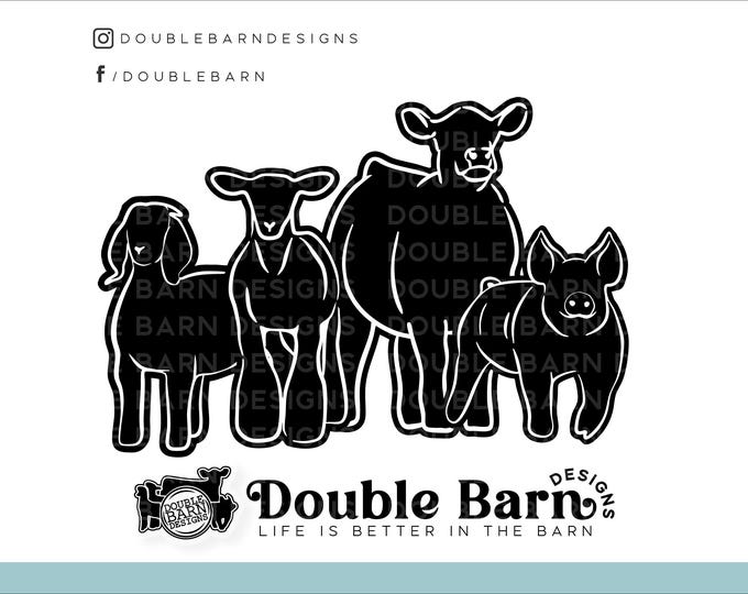 Livestock Set Forward Facing Digital Download | Steer - Lamb - Goat - Pig | SVG - PNG