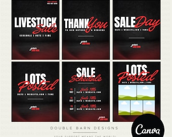 Livestock Industry Social Media Templates Red (Canva Editable)