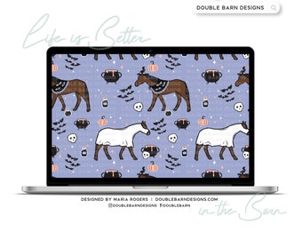 Witch and Ghost Show Horse Seamless Pattern Halloween - PNG JPG Ai SVG Files Included | Commercial Use