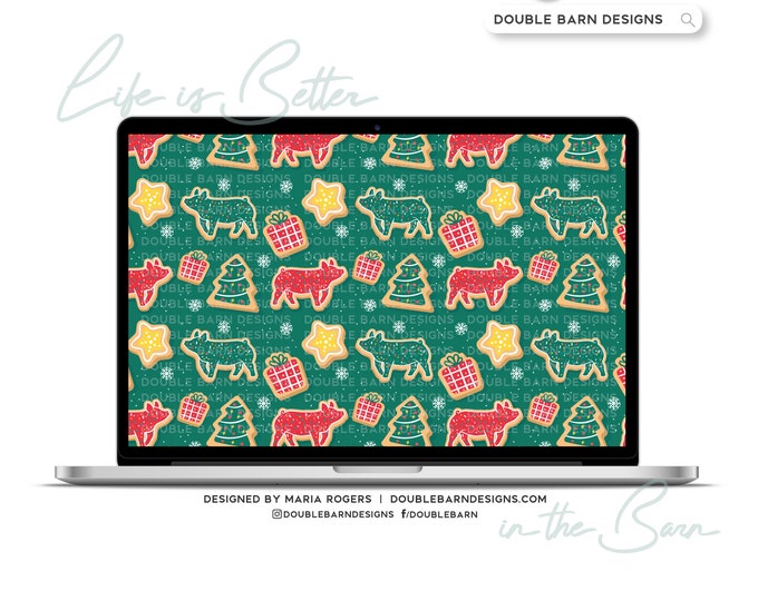 Show Pig Christmas Cookie Seamless Pattern - PNG JPG Ai Files Included | Commercial Use