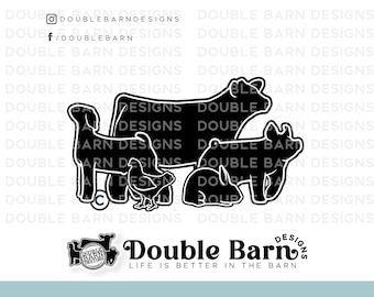 Livestock Set Digital Download | Cow - Goat - Rabbit - Pig - Chicken | SVG - AI - PNG