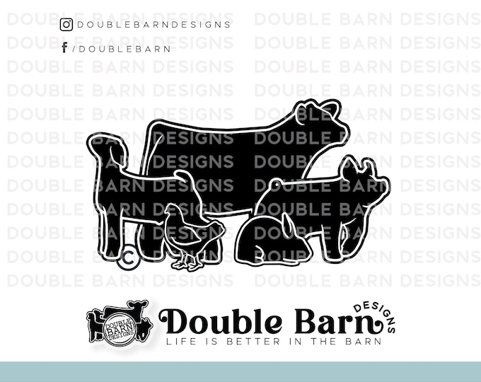 Livestock Set Digital Download | Cow - Goat - Rabbit - Pig - Chicken | SVG - AI - PNG